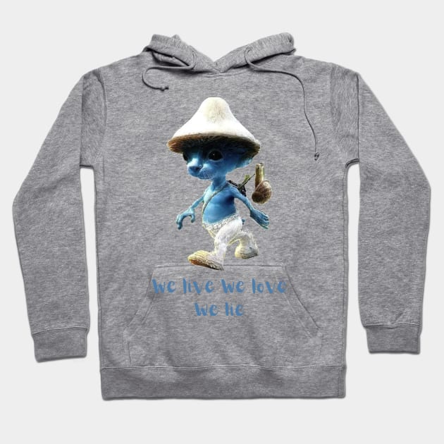 Smurf cat we live we love we lie tiktok viral meme funny shirt Hoodie by artsuhana